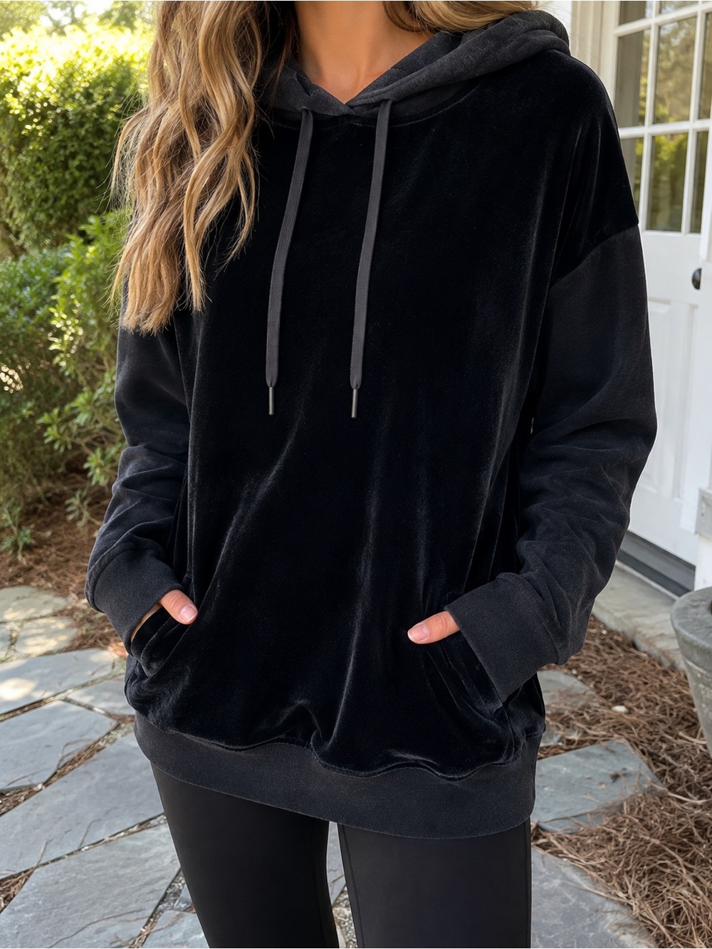 Beyond Yoga Women’s Black Velour Hoodie